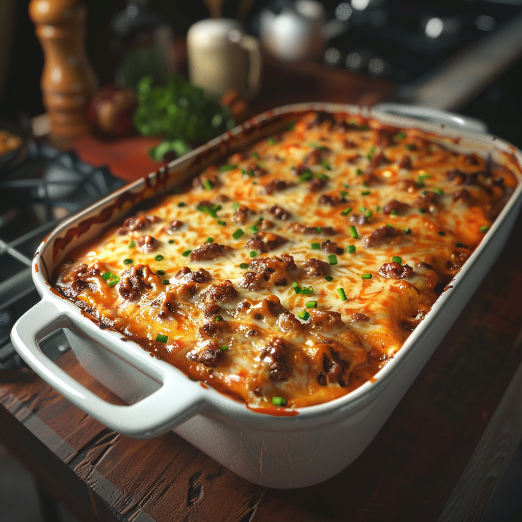 Cheesy Beef Casserole with Sully's Salsa